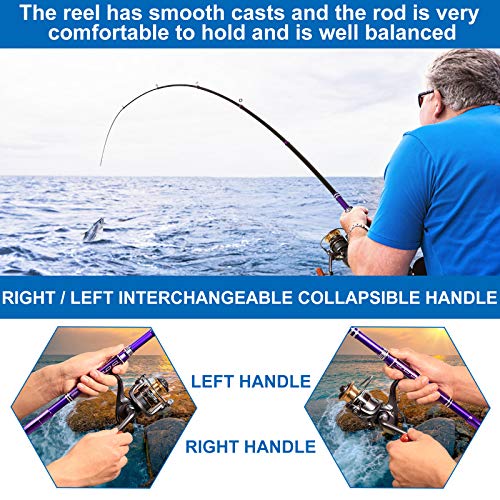 Castaroud Fishing Rod and Reel Combos, Carbon Fiber Telescopic Fishing Pole Kit with Spinning Reel, Fishing Line, Fishing ...