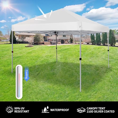 LANMOUNTAIN Pop Up Canopy Tent 8X8 FT,Easy Set-up Sade,Instant Shelter w/Canopy Cover,4 Ropes,Adjustable Straight Leg Heig...