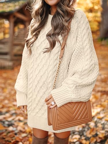 ANRABESS Womens Sweater Dress Oversized Cable Knit Chunky Long Sleeve Short Dresses 2025 Fall Outfits Vacation Winter Clothes