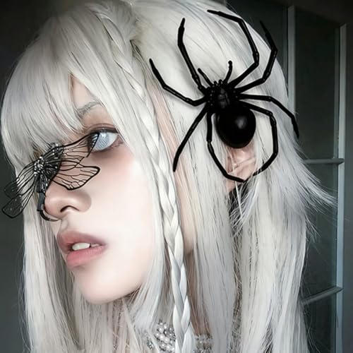 Halloween Theme Black Spiders Hairpin Hair Styling Accessory Strong Hold Barrette for Festival Cosplay Event Essential Hal...