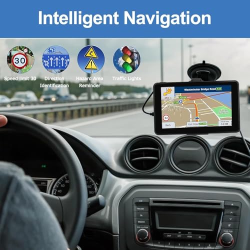 GPS Navigator for Car, Latest 2025 Map 7-inch Touch Screen 16GB GPS Navigation System,Truck GPS Navigation System,Voice Gu...