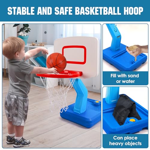SUPER JOY Toddler Basketball Hoop - Height Adjustable Kids Hoop for Indoor & Outdoor Play - Portable Mini Basketball Goal ...
