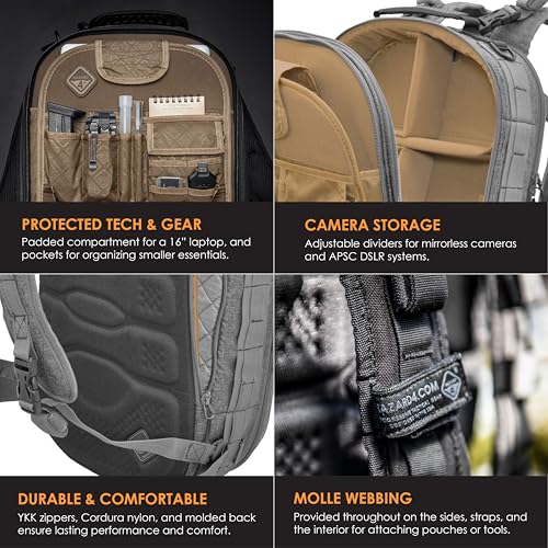 HAZARD 4 Pillbox™ Tactical Backpack – Heavy Duty Military Survival Pack for Men and Women – EDC Rucksack for Laptop, Motor...