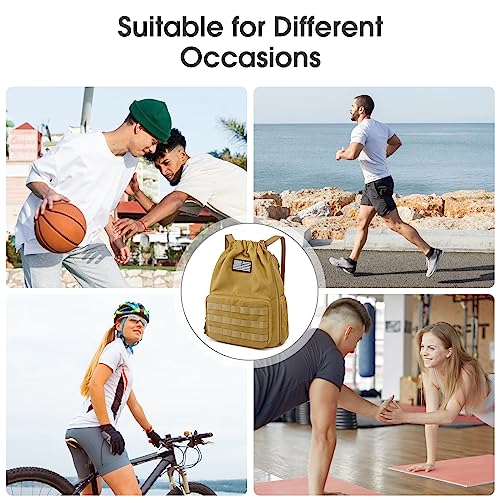 G4Free Drawstring Backpack Gym Backpack Soccer Basketball Bag with Shoes Compartment Tactical Water-Resistant String Sport...
