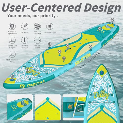 iTAOSTAR Daisy 11'6’ × 35” Extra Wide Paddle Board with Seat, One-Stop Premium SUP Board Accessories, Tailored 5 Fins, Sta...