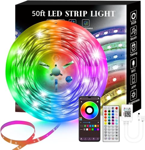 Lcutml 50FT Smart LED Strip Lights, Sync to Music with 40 Key Remote Controller，Lighting Strips with App Control LED Light...