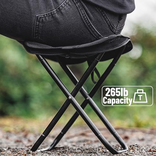 windhike Blackdog 11in Ultralight Camping Folding Stool - 0.7lb Compact Camping Chair, 265lb Capacity Aluminum Alloy X-Fra...