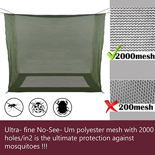 Aventik No-See-Um Premium Rectangular Camping Mosquito Net, The Ultra-Fine Mesh Olive-Green Easy to Carry&Easy Installatio...