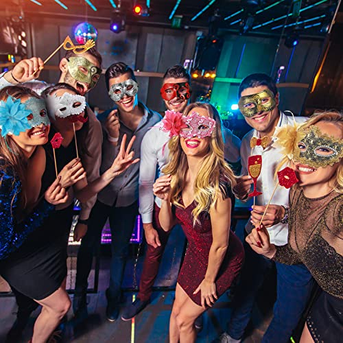 Sratte 24 Pcs Mardi Gras Masquerade Mask Half Face Venetian Masks Vintage Mascarade Mask Antique Look Costumes Party Acces...
