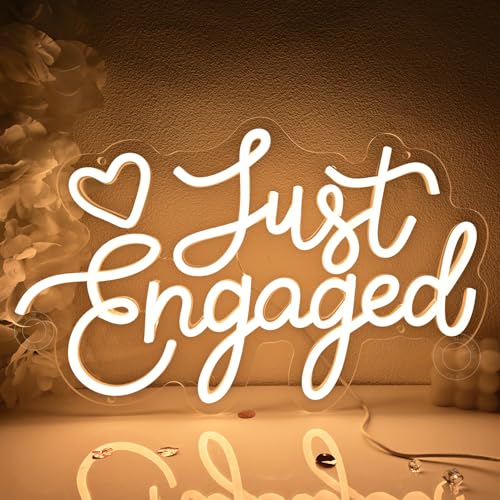 SYLHOME Just Engaged Led Neon Light Sign Heart Wall Decor Sign Wedding Proposal Married Party Bridal Shower Engagement Bac...