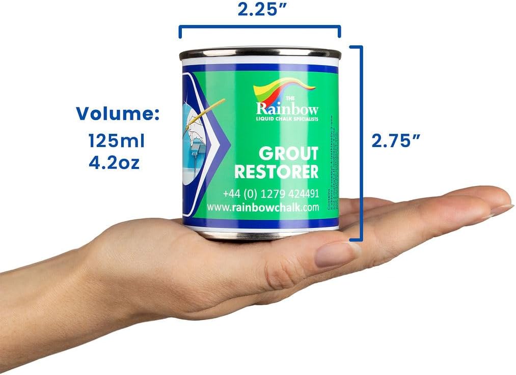 Grout Pen White Grout Paint: Waterproof Tile Paint Grout Refresh Restorer for Floor, Kitchen & Bathroom Shower Tiles - White - Can Size for Larger Projects - 125ml (4.2oz)