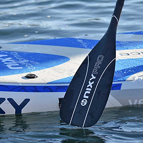 NIXY Full Carbon Fiber SUP Paddle – Adjustable 3 Piece Pro Paddle with ABS Blade Edge for Stand Up Paddle Board – Durable,...