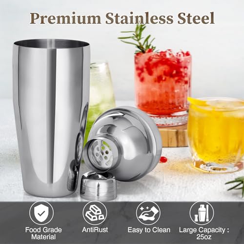 VONATES 15PCS Cocktail Shaker Set,750ml/25oz BartenderKit with Stand & Recipes, Bar Tools Set with All Bar Essential Acces...
