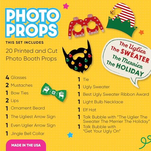 Big Dot of Happiness Ugly Sweater Party Props, Ugly Sweater Decorations, Holiday and Christmas Party Photo Booth Props Ki...