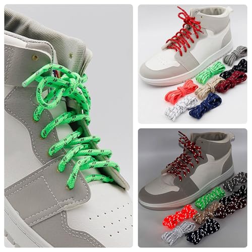 Round Heavy Duty Shoe Laces: 1/5 Inch Thick Reflective Shoelaces for Hiking Boots(1Pair)