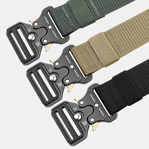 Multi-Function Heavy Duty Combat Belt - Adjustable Nylon Webbing Tactical Belt for Outdoor Sports, Hiking & Work - Durable...