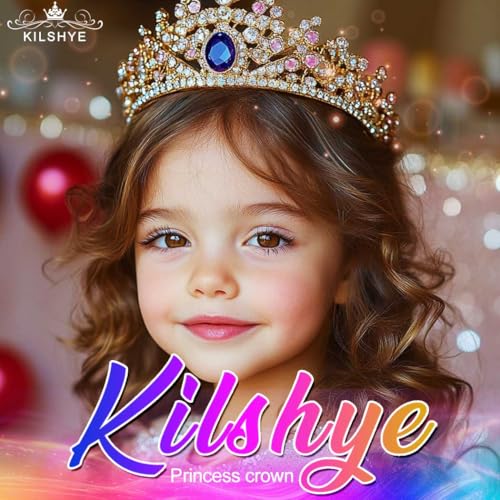 Kilshye Rhinestone Princess Tiara Silver Girls Tiaras Crystal Hair Accessories (Black)