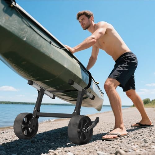 GanFindX Kayak Cart Heavy-Duty Aluminum Foldable Kayak Canoe Trolley with Adjustable Elastic Straps | Portable Lightweight...