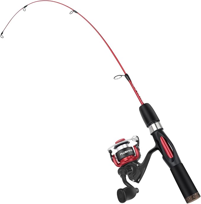 PLUSINNO Ultralight Ice Fishing Rod and Reel Combo, 25”/26”/27”/28” Sensitive Ice Fishing Pole Ice Fishing Gear for Walley...