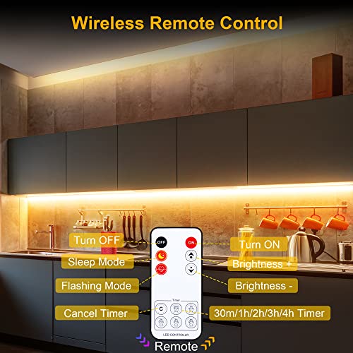LAFULIT Under Cabinet Lighting Kit - 8 PCS 20 Inch Pre-Cut Strips, 2700K Warm White Flexible LED Strip Lights with Remote ...