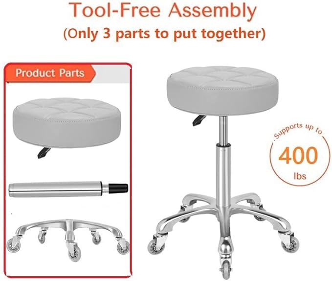 Kaleurrier Swivel Stool Chair Adjustable,Heavy Duty Hydraulic Rolling Metal Stools for Kitchen Hair Beauty Salon Barber Shop Spa Bar Office Massage Garage Dental Counter Height - 22-30"