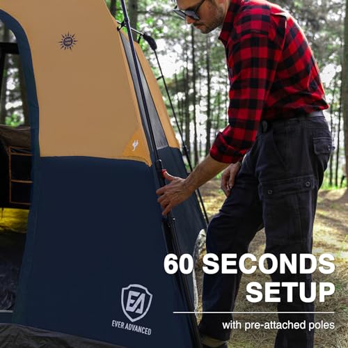 EVER ADVANCED 6 Person Camping Tent, Blackout Design Tent for Camping Instant Cabin Tents for Family with Rainfly, 60s Eas...