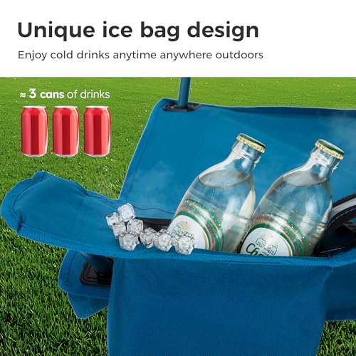 LET'S CAMP Camping Chair 2 Pack Folding Chair with 3-Can Cooler Bag Portable Lawn Chair with Cup Holder,Storage Pocket, Su...