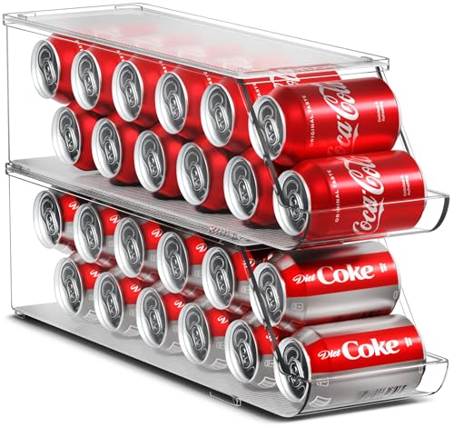 Sorbus Soda Can Organizer for Refrigerator Stackable Can Holder Dispenser with Lid for Fridge, Pantry, Freezer – Holds 12 ...
