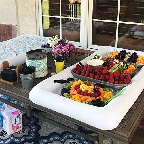 Novelty Place Inflatable Ice Serving Tray Buffet Bar with Drain Plug - Salad Food & Drinks Inflatable Cooler for Party Pic...