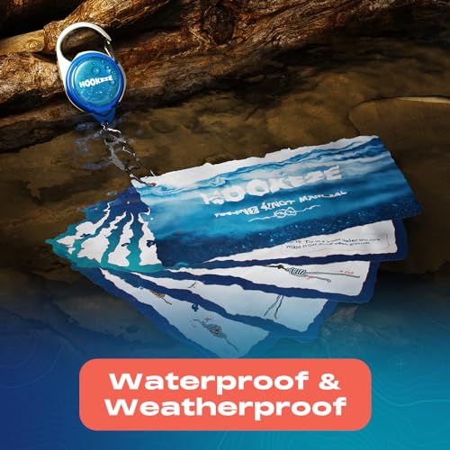 HOOK-EZE Fishing Knot Tying Cards, Waterproof Pocket Guide to 12 Essential Knots with Zinger Retractor, Fishing Gifts Gear...