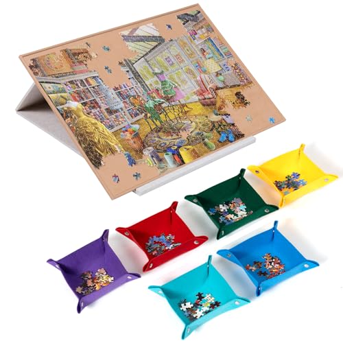Lavievert Tilting Puzzle Board with 2-in-1 Stand & Cover, Adjustable Plateau Storage with 6 Sorting Trays for Adults, Port...