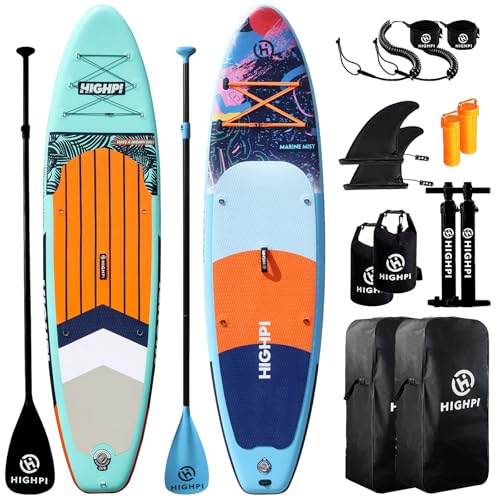 Highpi Inflatable Stand Up Paddle Boards, Ultra-Light SUP for All Skill Levels, w/Accessories Backpack, Anti-Slip Deck, Le...