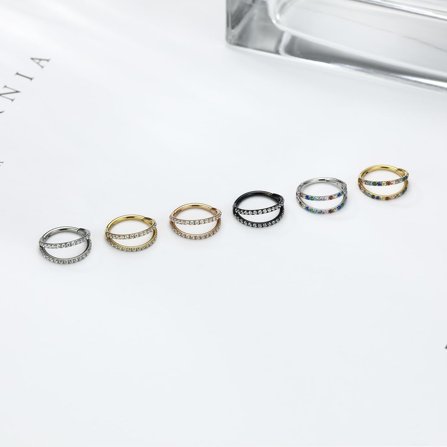GAGABODY 20 Gauge Helix Earring Double Open Stack Hoop 6mm Hoop Earrings 20g Nose Hoop Septum Jewelry CZ Rose Gold Surgical Stee