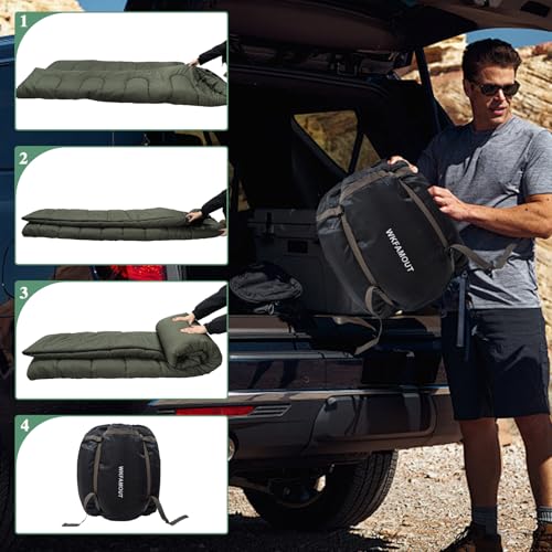 WKFAMOUT 0 Degree Double Sleeping Bag for Adults Queen Size 2 Person Sleeping Bag for Cold Weather with Compression Sack f...