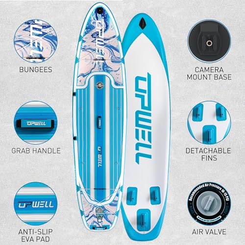 UPWELL 11’6”/11'2”/11'/10'8”/10'6”/10'2” Inflatable Stand Up Paddle Board with sup Accessories Including Backpack, Repairi...