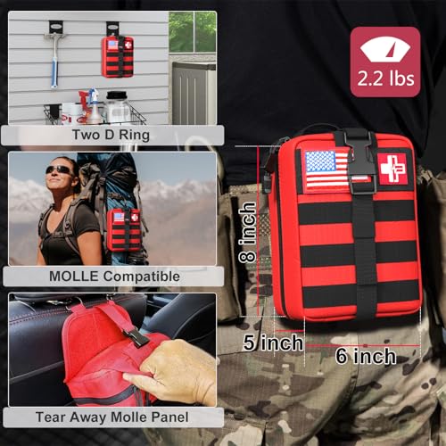 First Aid Kit,Survival Gear Outdoor Tactical Gear Set Military Grade Molle System for Camper Travel Hunting Hiking and Adv...
