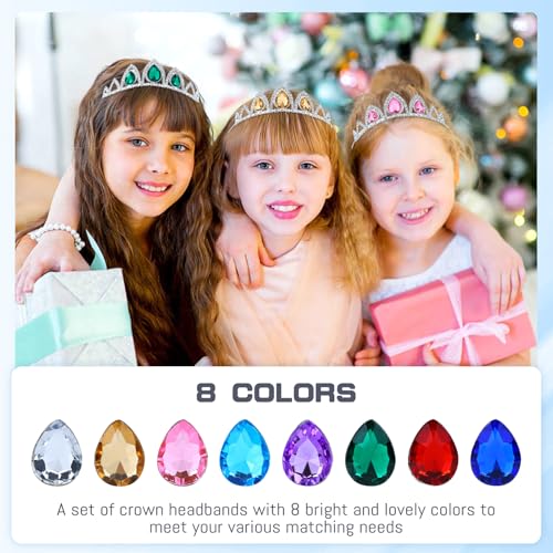 inSowni 8 Pieces Silver Metal Sparkly Waterdrop Rhinestone Princess Crown Headbands Tiaras Wedding Birthday Party Prom Hea...