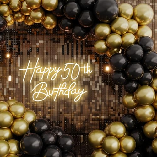 Happy 50th Birthday Neon Sign For Birthday Party16.5"*10.5" Neon Happy Birthday Led Neon Light For Party Backdrop Wall Dec...