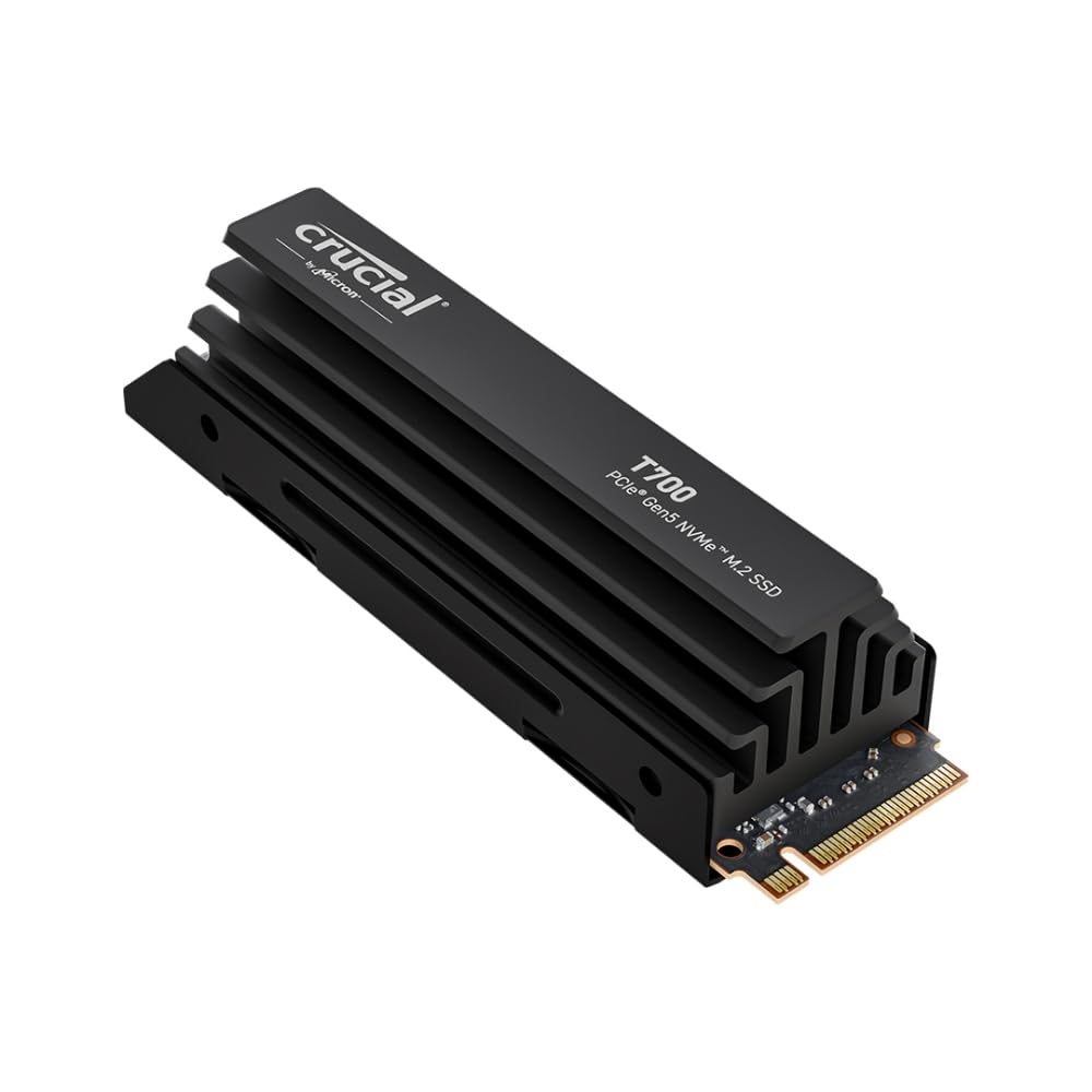 Crucial T700 4Tb Gen5 Nvme M.2 Ssd With Heatsink - Up To 12,400 Mb/S - Directstorage Enabled - Ct4000T700Ssd5 - Gaming, Photogra
