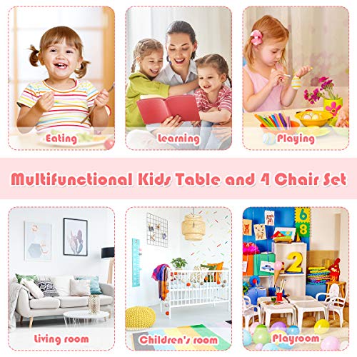 Costzon Kids Table and Chair Set, 5 Piece Wood Activity Table & Chairs for Children Arts, Crafts, Homework, Snack Time, Pr...