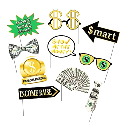 YiiiGoood Fun Money Theme Photo Booth Props Dollar Theme Selfie Props for Birthday Wedding Bachelorette Graduations Party