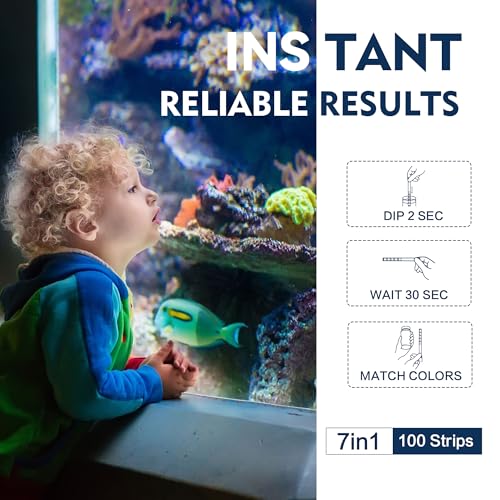 Aquarium Test Strips, 7-Way Aquarium Test Kit for Freshwater Saltwater,50 Strips Quick and Accurate Fish Tank Pond Test St...