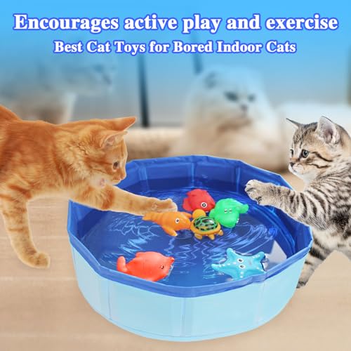 Obfuscate Cat Pool Toy,Portable Cat Water Toy with Interactive Fish Toys,Engaging Interactive Cat Toys for Indoor Cats,6 P...