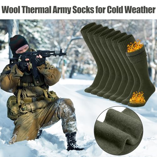Twistover 8 Pairs Men's Wool Military Boot Socks Thermal Army Socks Hunter Boot Anklets Men Thick Wool Anklets for Cold We...