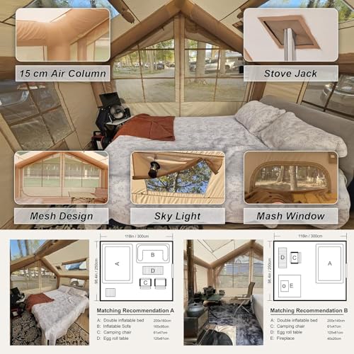 SENLEETO Inflatable Tents for Camping 6-8 Person, Luxury Inflatable Tent with Ac Port, Portable Easy Setup Inflatable Tent...