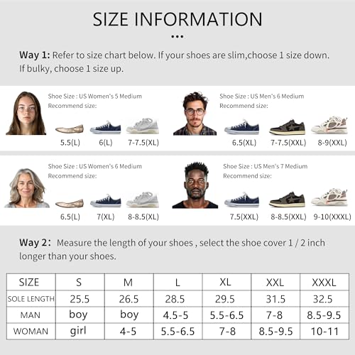 ZVSLGVZ Rain Boot Waterproof Shoes Covers, Sand Control Non-Slip Shoe Cover Galoshes, PVC Rubber Sole Reusable Rain Snow B...