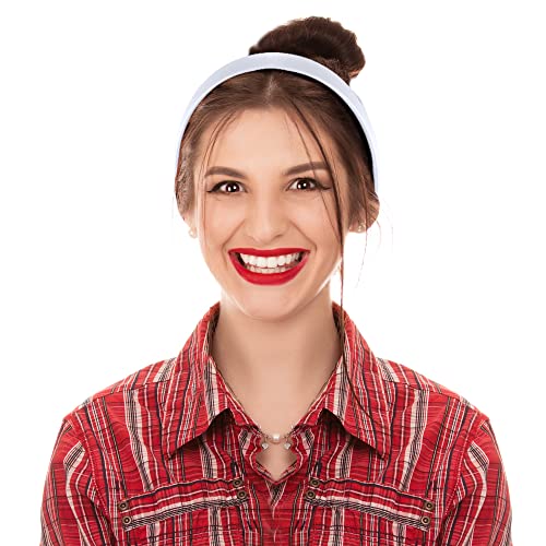 SIQUK 16 Pieces Satin Headbands White Headband 1 Inch Satin Hard Headbands DIY Hair Headband for Women