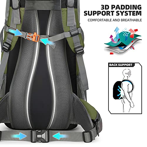 King'sGuard 70L Hiking Backpack with Rain Cover Lightweight Waterproof Travel Camping Backpack Large Backpacking Pack