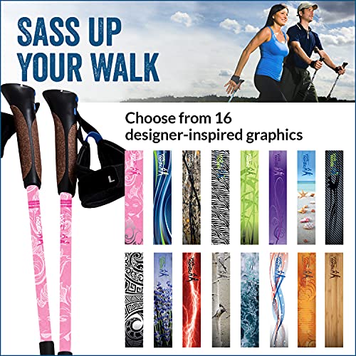 Official Nordic Walking Poles - True Classic Nordic Glove Grips, Lightweight, Adjustable, and Collapsible -2 Pieces w/flip...