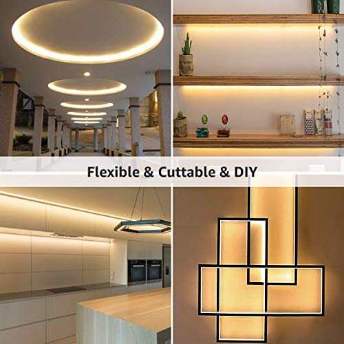 Lepro LED Strip Light White, 16.4Ft Dimmable Vanity Lights, 3000K Super Bright LED Tape Lights, 300 LEDs SMD 2835, Strong ...